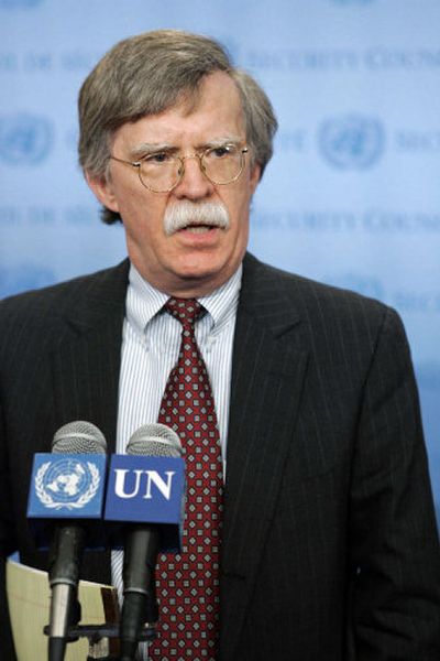 
John Bolton, the United States ambassador to the United Nations, speaks outside the Security Council on Friday.
 (Associated Press / The Spokesman-Review)