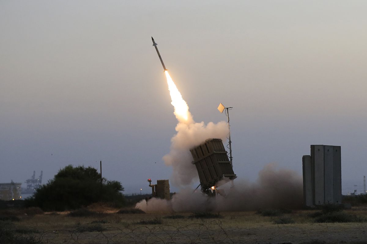 The Israeli military said its “Iron Dome” defense system, above, intercepted rockets fired Saturday at Israel from the Gaza Strip. (Associated Press)