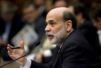 
Federal Reserve Chairman Ben Bernanke testifies on Capitol Hill in Washington on Wednesday before a House Financial Services Committee hearing on the latest measures to heal the U.S. economy.  Associated Press
 (Associated Press / The Spokesman-Review)