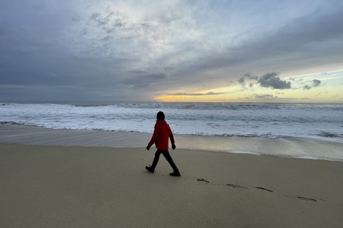 After the storms, a walk on the beach at Half Moon Bay State Beach. (Leslie Kelly)