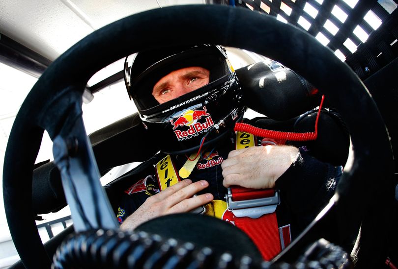Brian Vickers, driver of the No. 83 RedBull Toyota, captured his third pole at Michigan International Speedway with a speed of 187.242 mph on Friday during qualifying for Sunday's CARFAX 400 in Brooklyn, Mich. (Photo Credit: Jason Smith/Getty Images)   (Jason Smith / The Spokesman-Review)