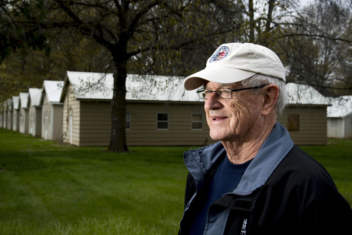 Duane Dunlap, 79, stands at the now closed Green Giant housing facility in Dayton, Wash., were he managed migrant farm workers until he retired in 2002. They gutted the plant of all those machines and sent them to Peru, said Duane Dunlap, the plants former personnel manager. (Colin Mulvany / The Spokesman-Review)