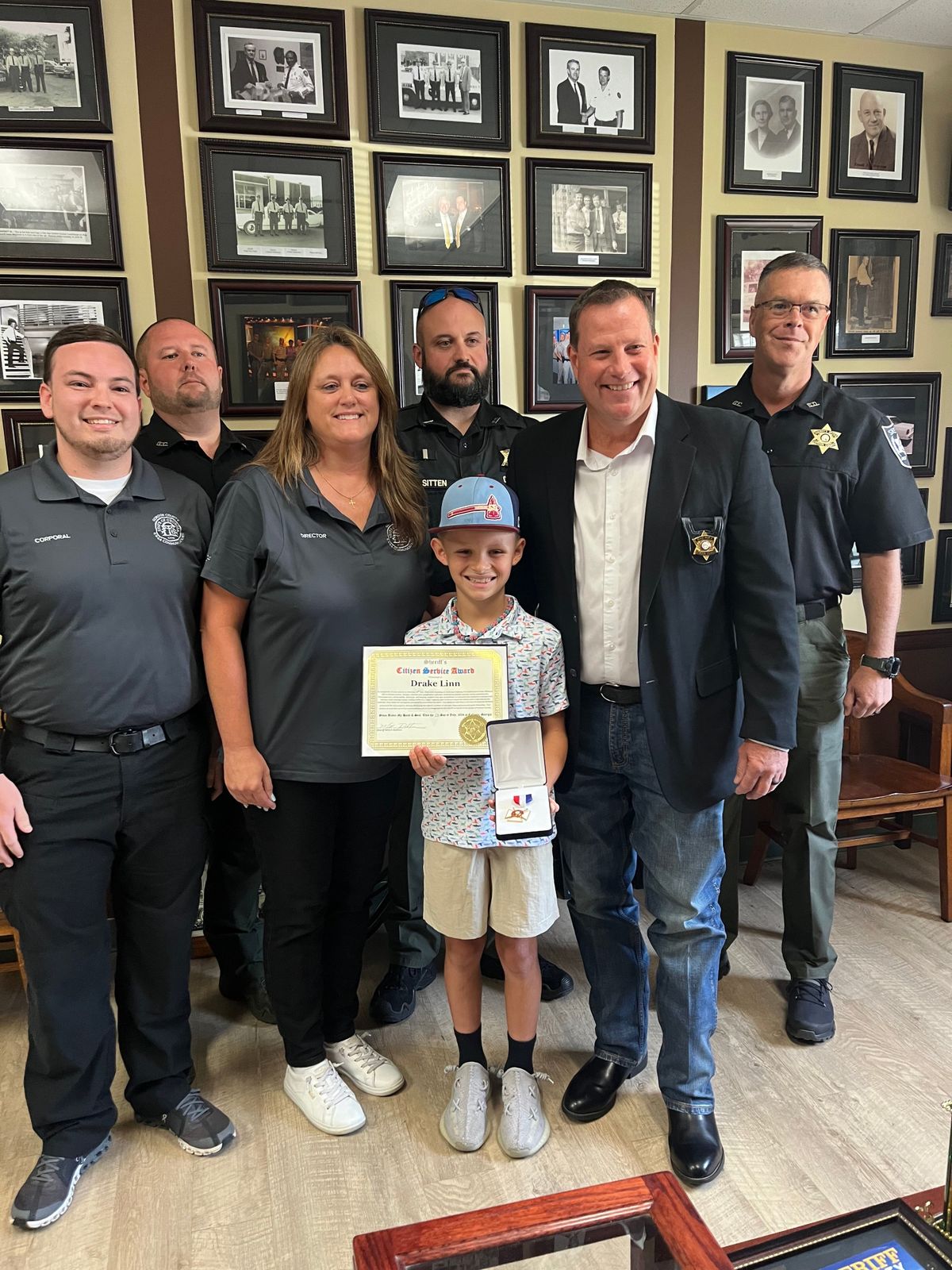 The Gordon County Sheriff’s Office gave Drake a Citizen Service Award on July 17, which happened to be his 11th birthday.  (Courtesy of Jessica Linn)