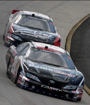 Joey Logano leads teammate Kyle Busch during the Nashville 300 at Nashville Superspeedway. (Photo Credit: John Sommers II/Getty Images for NASCAR)  (The Spokesman-Review)
