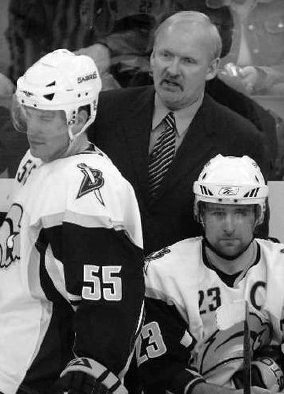 
Coach Lindy Ruff, rear, has led Buffalo to top spot in East.  
 (Associated Press / The Spokesman-Review)