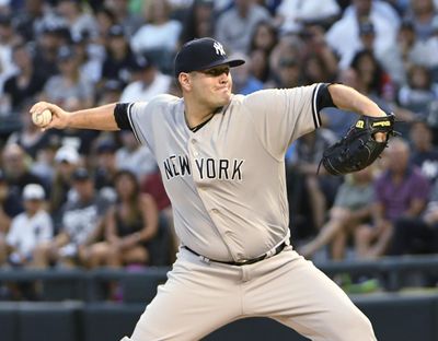 Lance Lynn’s debut as a starter for the Yankees on Monday was a huge success. (David Banks / AP)