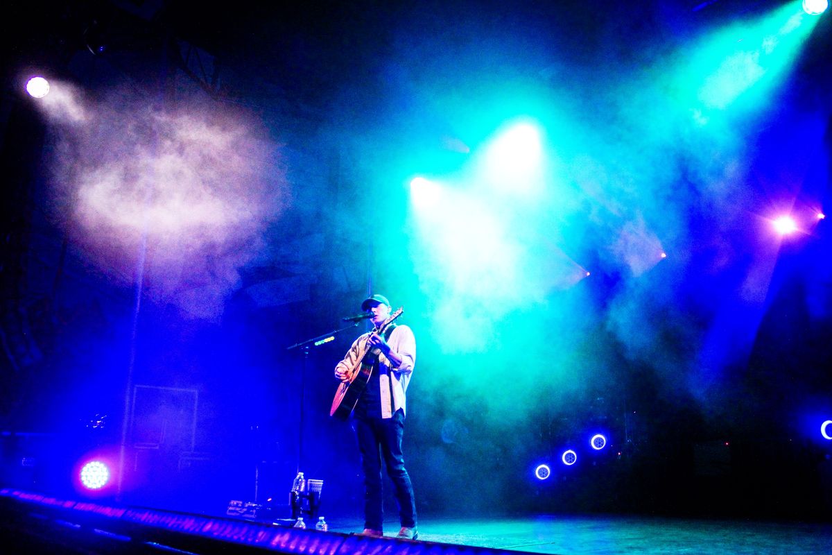 Country artist Sam Barber, responsible for hits like "Indigo" and "Straight and Narrow," performing at the U.S. Pavilion on Friday.  (Jordan Tolley-Turner/The Spokesman-Review)