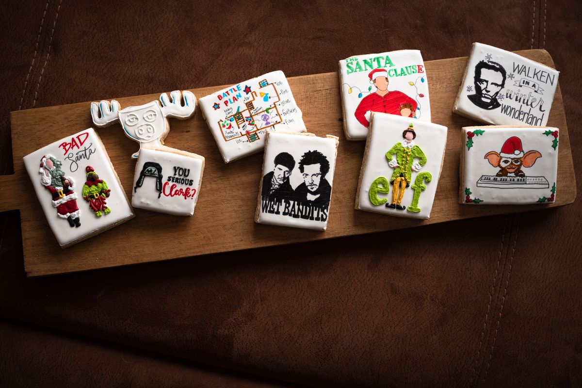 Three Birdies Bakery owner Jamie Merrill Roberts creates cookies to order, such as these with an eye on pop culture.  (Colin Mulvany/The Spokesman-Review)