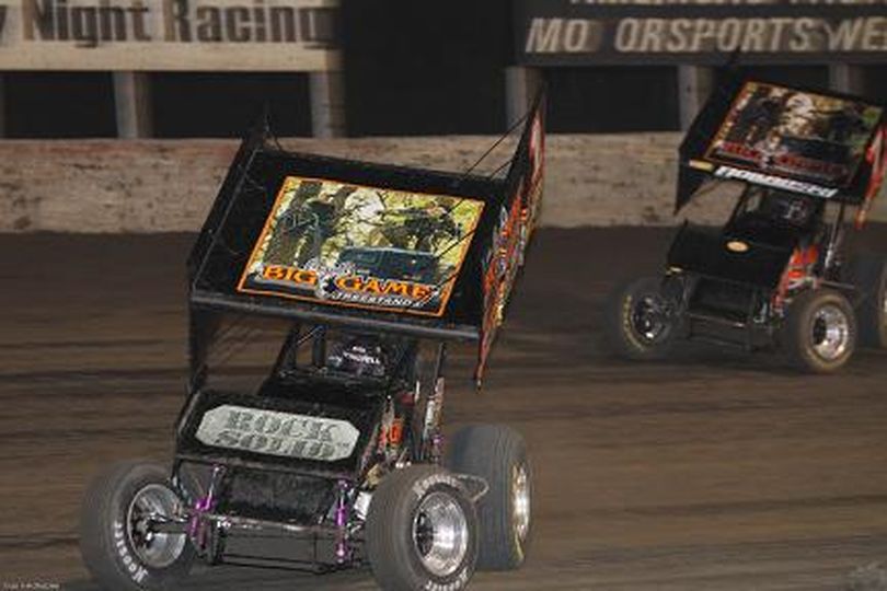 Sammy Swindell slides through a corner on the World of Outlaws Sprint Car Series. (Photo courtesy of WoO Media Relations)