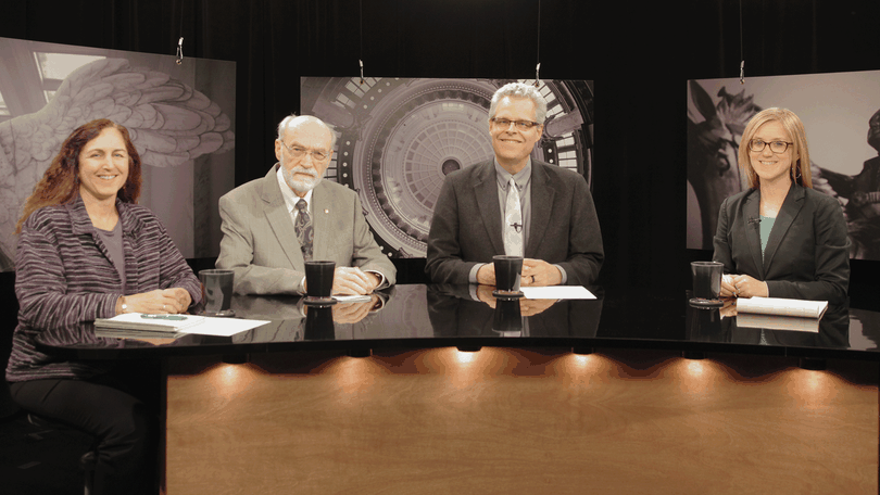 From left, Betsy Russell, Jim Weatherby, Kevin Richert and co-host Melissa Davlin on Friday's 