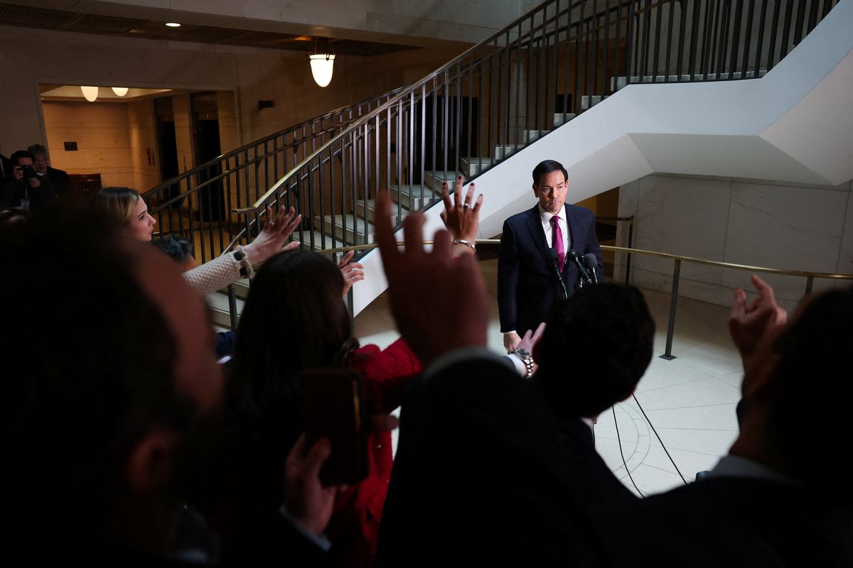 U.S. Secretary of State Marco Rubio speaks to the media Tuesday on Capitol Hill in Washington during a briefing for congressional leaders on the situation in Iran. (Reuters)