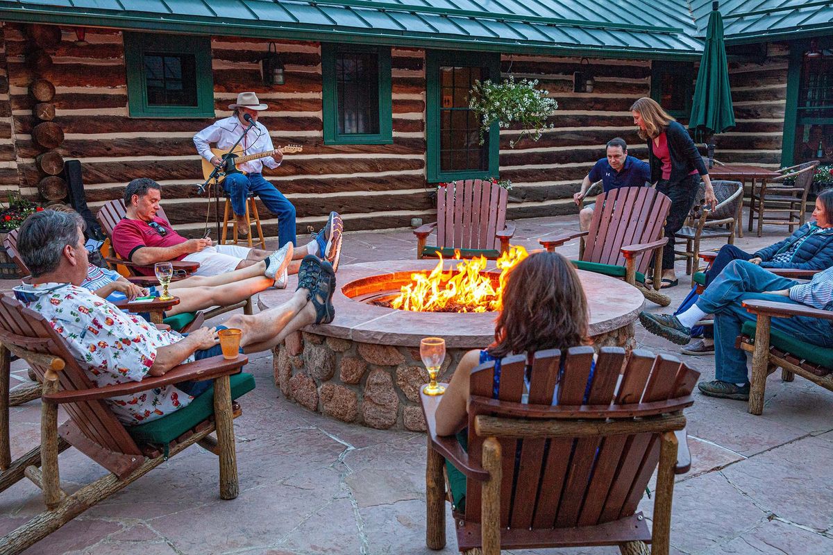 Recording artist Jeff Houlton, 40 years a guitarist and a campfire tradition, entertains on Wednesday and Saturday evenings at the Ranch at Emerald Valley, Pike National Forest, Colorado Springs, Colorado. (Steve Haggerty/ColorWorld / TNS)