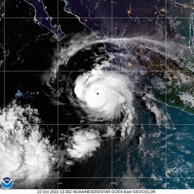 Hurricane Roslyn bears down on Mexico in an NOAA satellite image on Saturday, Oct. 22, 2022.  (TRIBUNE NEWS SERVICE)