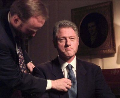 
President Clinton waits to make a statement to the American people in 1998 about his relationship with former intern Monica Lewinsky. 
 (Associated Press / The Spokesman-Review)