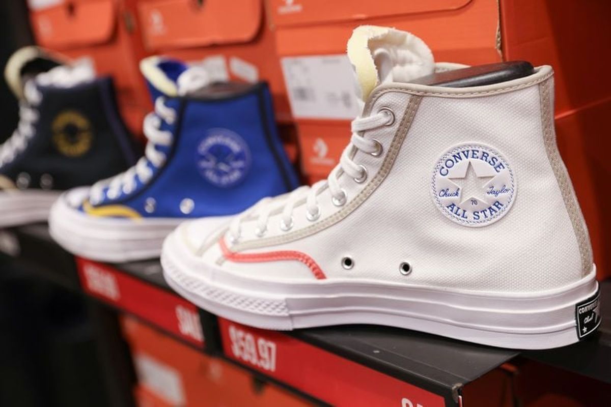 Converse shoes, owned by Nike, are seen at their store at the Woodbury Common Premium Outlets in Central Valley, New York, U.S., February 15, 2022.   (Andrew Kelly/Reuters)