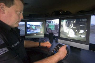 
Officer Steve Erickson operates the Washington State Patrol 