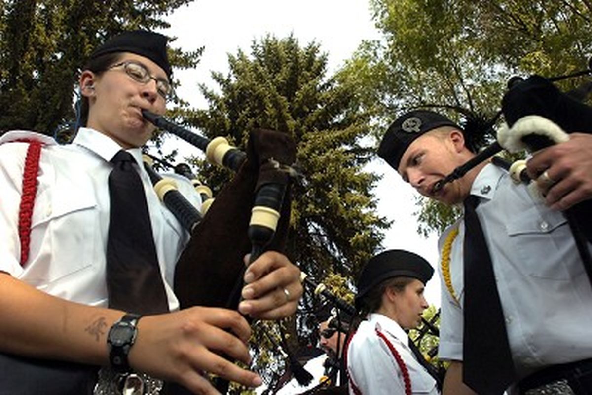 The Angus Scott Pipe Band marches and plays at the Welcoming Ceremony of the 48th annual Spokane Highland Games on Saturday August 5, 2006 at the Spokane County Fairgrounds. JED CONKLIN The Spokesman-Review (The Spokesman-Review)