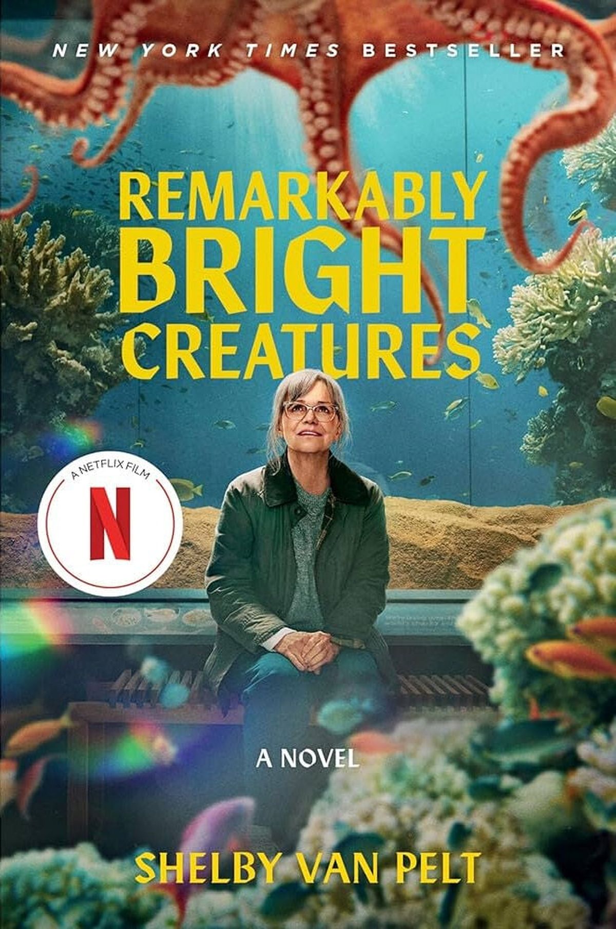 The movie tie-in book cover for “Remarkably Bright Creatures,” by Shelby Van Pelt. 