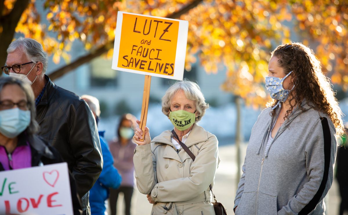 Hundreds protest Spokane Regional Health District attempt to oust Bob Lutz
