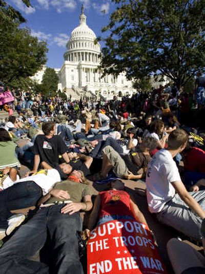 
Iraq war protesters participate in a 