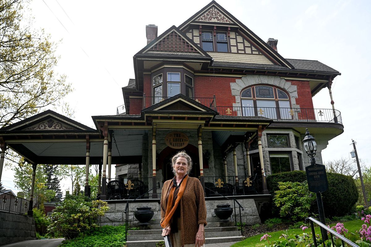 Mary Moltke talks about her Victorian Queen Anne E.J. Roberts mansion in Browne’s Addition on Wednesday.  (Kathy Plonka/The Spokesman-Review)
