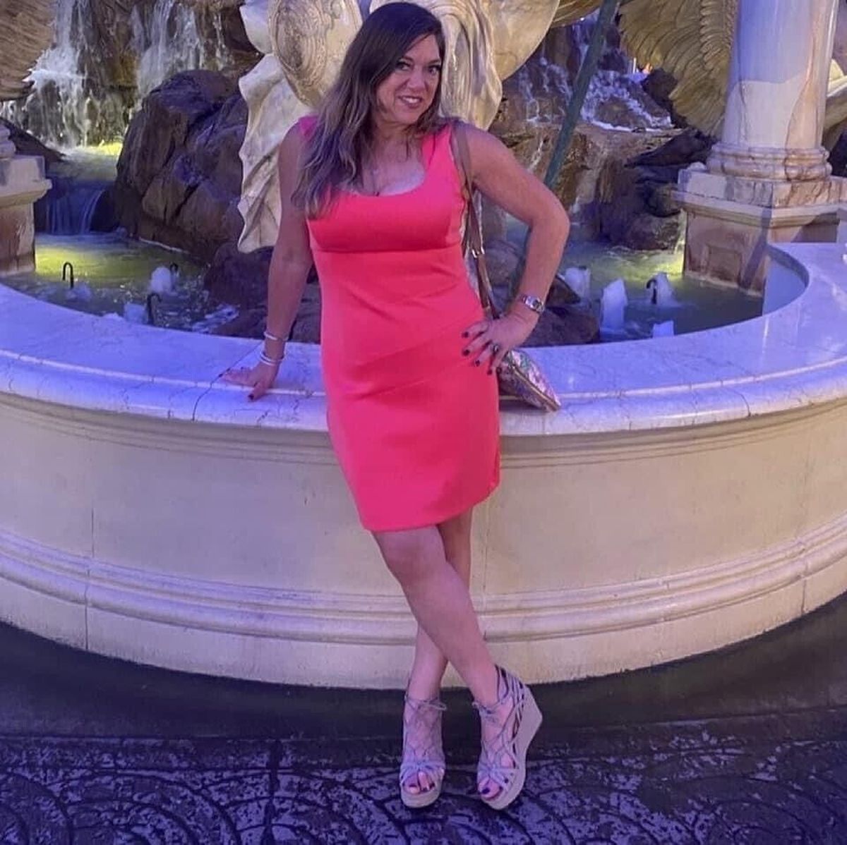 This June 1, 2021 photo provided by Liz Segel shows Estelle Hedaya at Caesars Palace in Las Vegas. Ikey Hedaya is still waiting for closure almost a month after the Surfside condo collapse. He has given his DNA, talks frequently with the medical examiner and even reluctantly visited the collapse site to see for himself what is being done to find his big sister. Fifty-four-year-old Estelle Hedaya appears to be the only missing victim yet to be identified after the June 24 collapse.  (HONS)