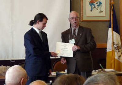 
Travis Miller participates in a ceremony to join the Sons of the American Revolution. Courtesy of Phyllis Herrington
 (Courtesy of Phyllis Herrington / The Spokesman-Review)