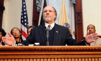 
New Jersey Gov. Jon S. Corzine answers questions Monday after signing a bill in Trenton, N.J., that replaces the state's death penalty with life in prison without any possibility of parole.Associated Press
 (Associated Press / The Spokesman-Review)