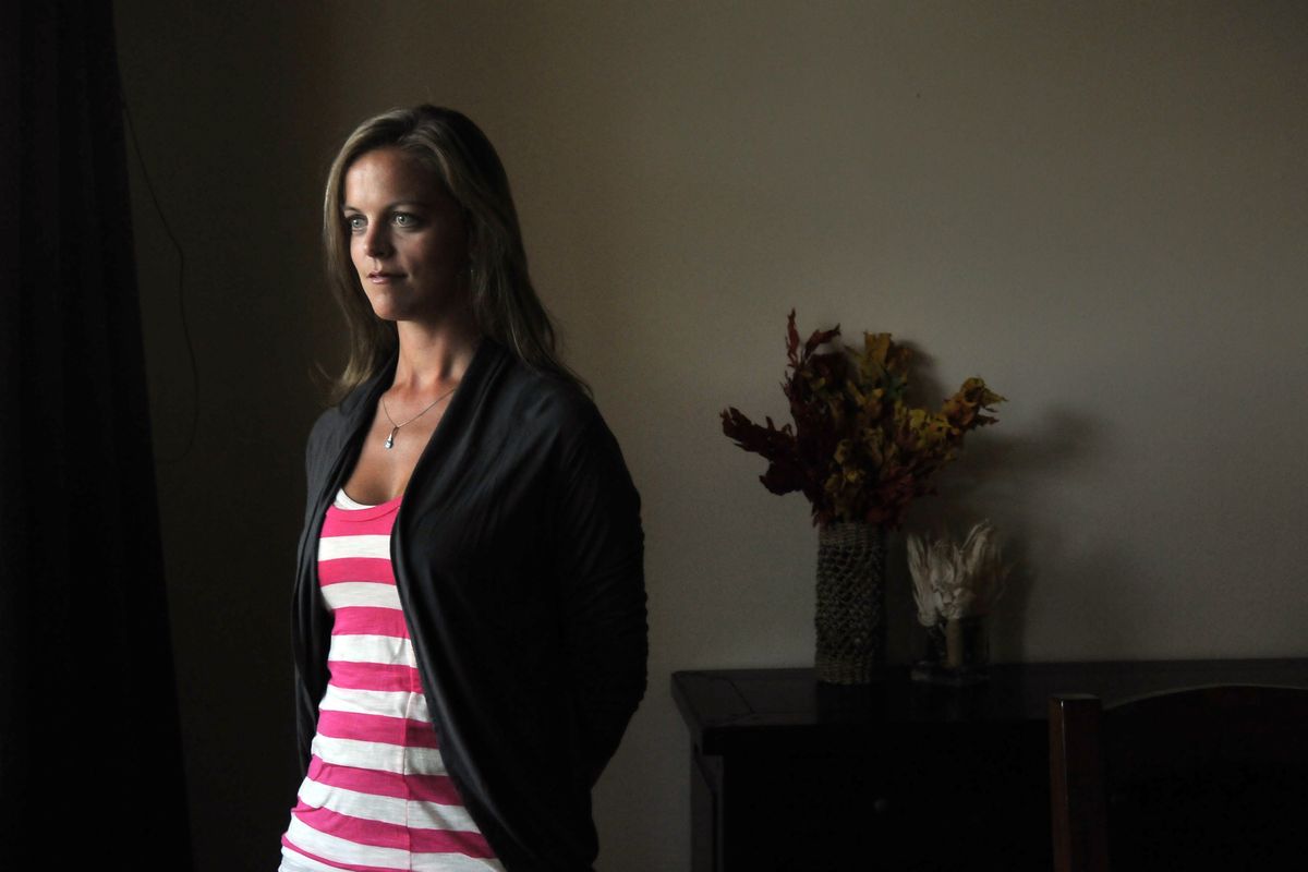 Erin Johnson, shown in her Spokane Valley home, is now 14 weeks pregnant. (Jesse Tinsley)