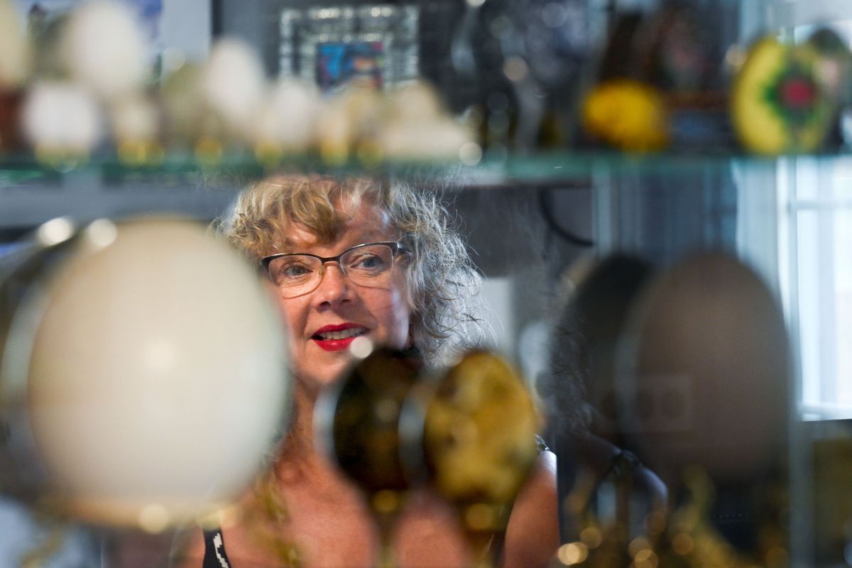 Shanna Cejka has collected more than 100 eggs over the past 34 years and those eggs are on display at her home in Spokane.  (Kathy Plonka/The Spokesman-Review)