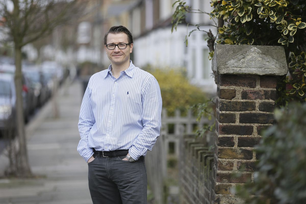 Academic Dr Henning Meyer poses for a photo outside his home, in London, Friday Feb. 17, 2017. The Meyers are leaving and selling their place just north of London. After Brexit they no longer feel welcome here and they believe London’s role as a vital international hub will soon fade. (Tim Ireland / Associated Press)