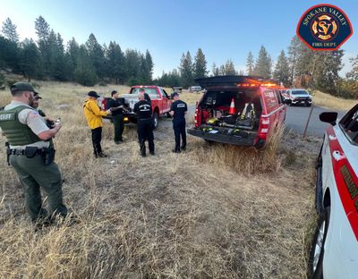 The Spokane Valley Fire Department responds to the Cimmaron fire in the Dishman Hills area.  (Courtesy of the Spokane Valley Fire Department)