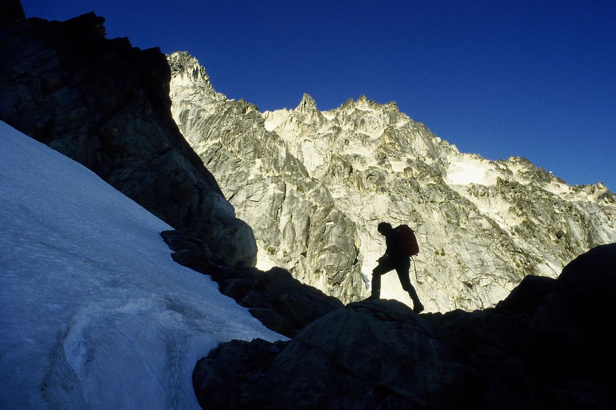 Jim Spearman leads a Spokane Mountaineers trip to climb Dragontail Peak in the Alpine Lakes Wilderness in the 1980s. The outdoors club was founded on Sept. 19, 1915. (Rich Landers / The Spokesman-Review)