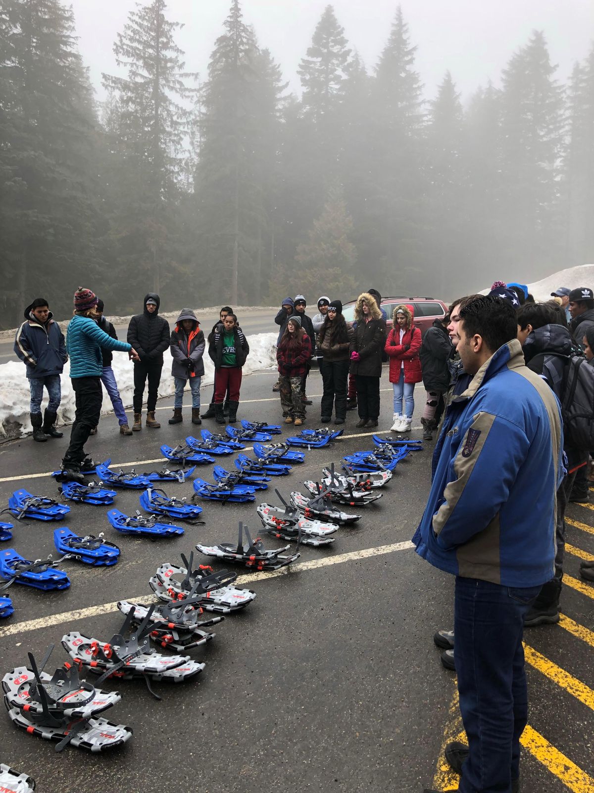 A Mt. Spokane High School class of immigrant and refugee children headed to Mount Spokane to learn some snow science, March 15. (Michelle Townshend / Courtesy)