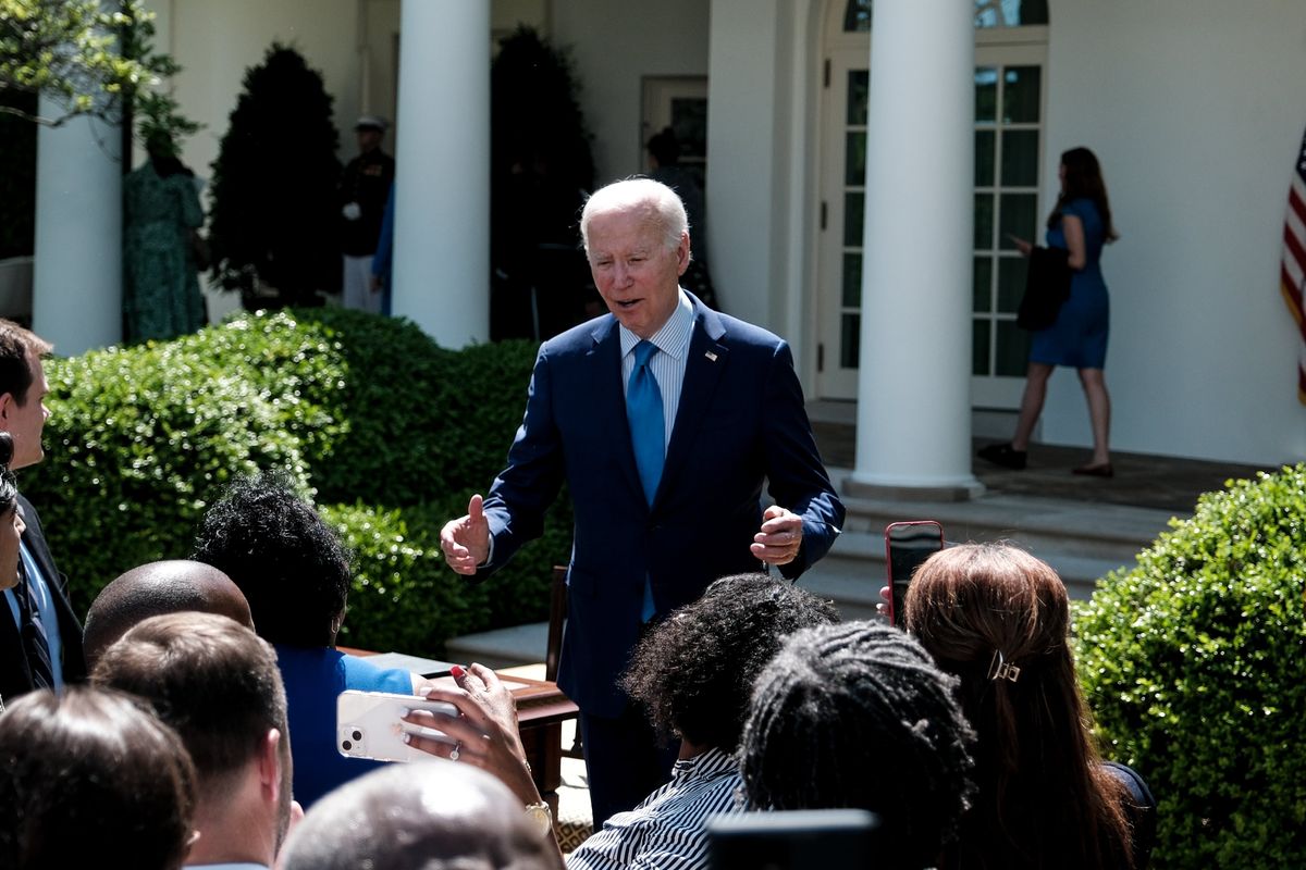 President Joe Biden speaks to reporters at the White House in Washington, D.C., on Friday.  (New York Times)