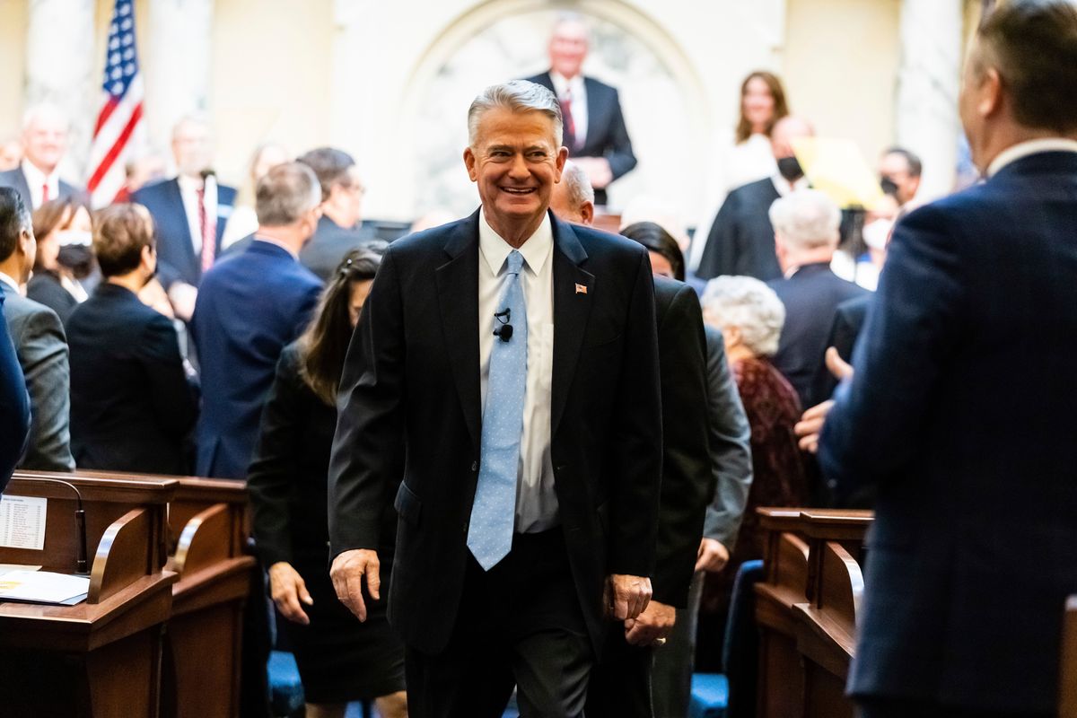 FILE - Idaho Gov. Brad Little leaves the house chambers after he delivers his State of the State address at the state Capitol building, on Jan. 10, 2022 in Boise, Idaho. Little is seeking a second term. Idaho