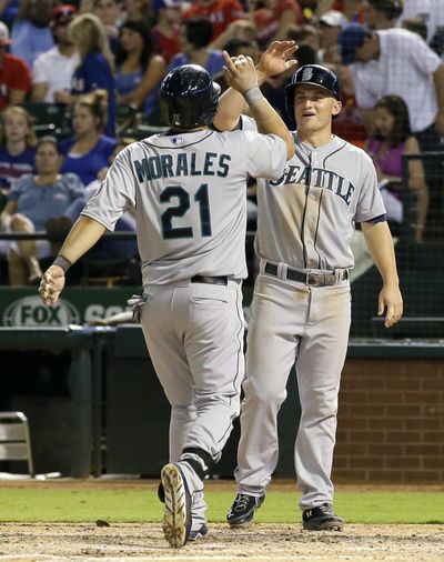 Kendrys Morales hit a pair of two-run homers to help edge Texas.. (Associated Press)