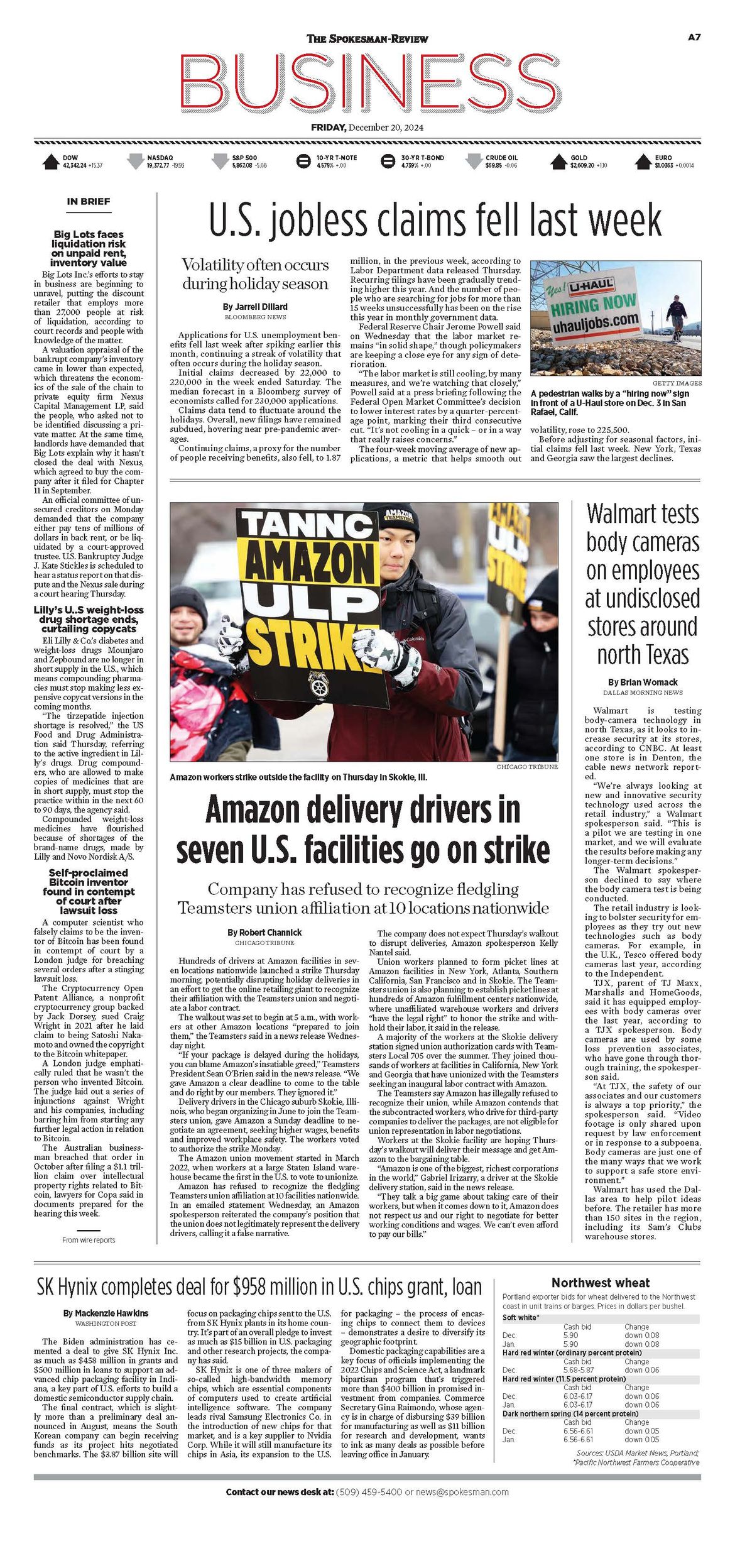 Business Front Page for Dec. 20, 2024 The SpokesmanReview