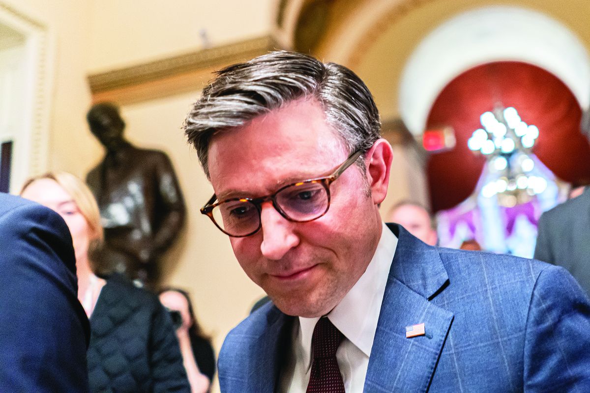 WASHINGTON, DC - APRIL 20: Speaker of the House Mike Johnson (R-LA) walks toward the House Chamber at the U.S. Capitol on April 20, 2024 in Washington, DC. The House is expected to vote on a $95 billion foreign aid package today for Ukraine, Israel and Taiwan. (Photo by Nathan Howard/Getty Images)  (Nathan Howard)