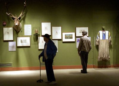 
Velma and John McKee of Spokane make their way through the David Thompson exhibit at the Museum of Arts and Culture. The exhibit runs through Sept. 3. 
 (Photos by Holly Pickett/ / The Spokesman-Review)