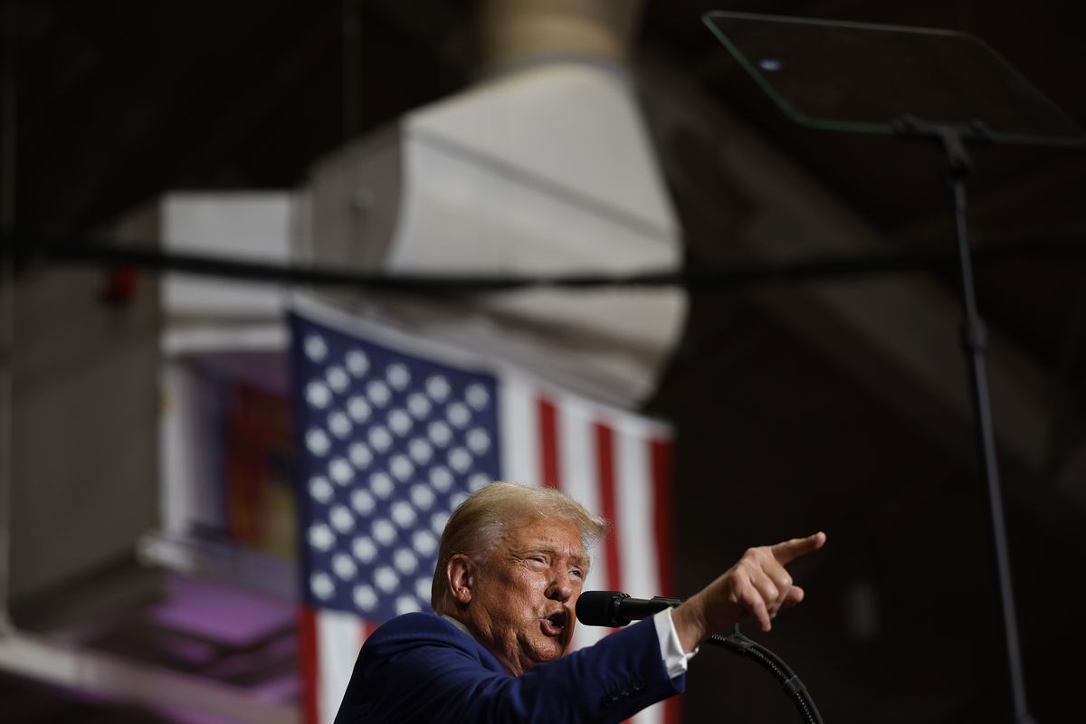 Donald Trump speaks during a campaign rally in the 1st Summit Arena at the Cambria County War Memorial on Aug. 30 in Johnstown, Pa.  (Chip Somodevilla)