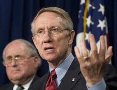 
Associated Press Senate Majority Leader Sen. Harry Reid, D-Nev., speaks at a news conference Wednesday.
 (Associated Press / The Spokesman-Review)