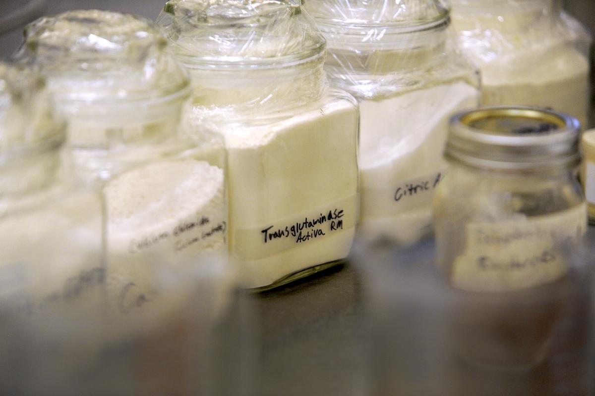 In the kitchen at Santé, chef Jeremy Hansen has a range of food extracts, mostly from seaweed, that he is testing to create special dishes made from a combination of ingredients.
