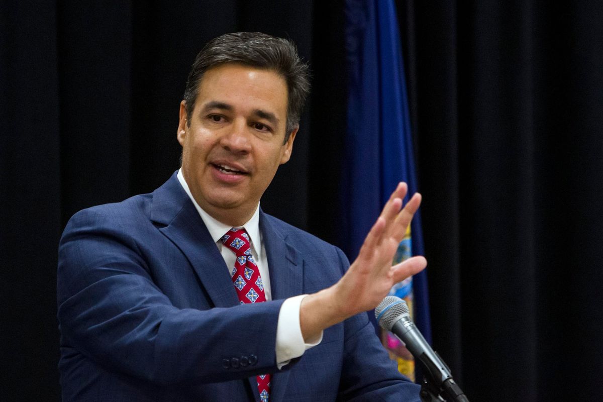 FILE - In this June 29, 2019 photo, Raul Labrador addresses members of the Idaho Republican Party at the Boise Centre in downtown Boise, Idaho. The former U.S. House member is running for state attorney general. Idaho