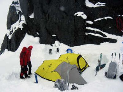 
Bibler El Dorado tent, big enough for two people to be comfy yet less than 6 pounds with poles, stakes and vestibule. Single waterproof-breathable wall.  