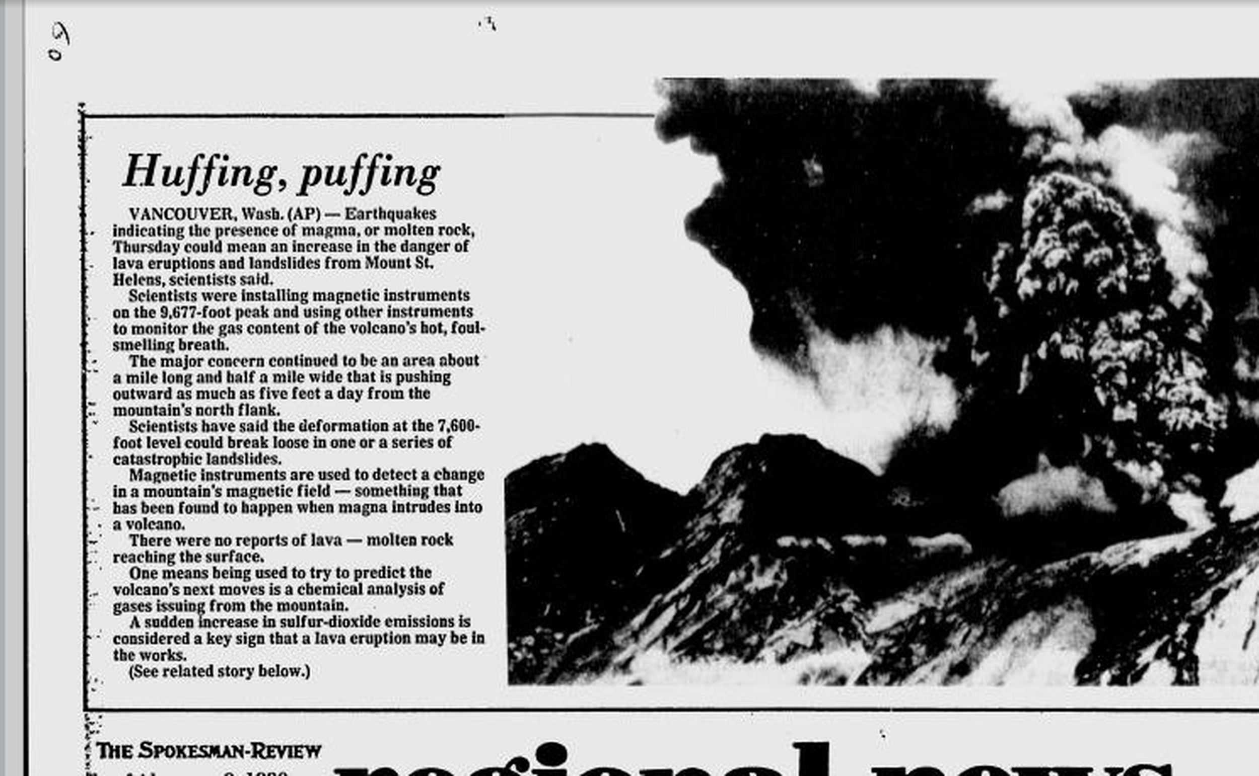 40 years ago in Washington Scientists remain ‘mystified’ as Mount St. Helens activity increases