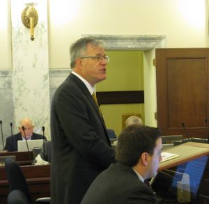 University of Idaho President Chuck Staben speaks to the Joint Finance-Appropriations Committee on Wednesday (Betsy Z. Russell)