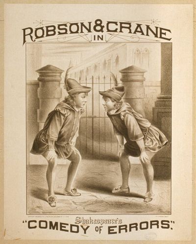 A poster for an 1879 production of “The Comedy of Errors” on Broadway, featuring Stuart Robson and William H. Crane. The Spokane Civic Theatre will present their take of the Shakespeare play through March 10.  (Library of Congress)