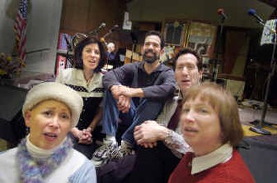 
The Mavens, from left, Mary Clark, Karrie Brown, Rodney Antonio, Ron Klein and Nancy Abel, sing during rehearsal for the kosher dinner at Temple Beth Shalom. 
 (Christopher Anderson/ / The Spokesman-Review)
