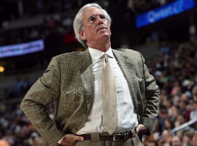 
Seattle SuperSonics coach Bob Hill reacts during the first quarter of the March 24 game against the Denver Nuggets.
 (Associated Press / The Spokesman-Review)